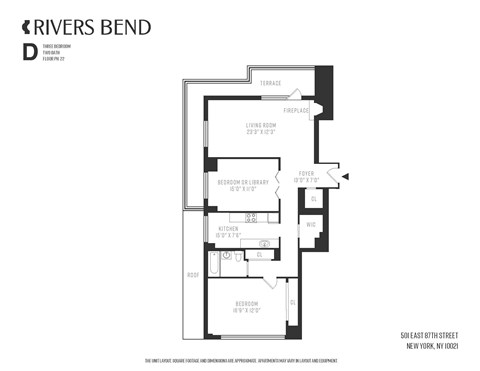 Floor plan for 2 beds, 1 bath